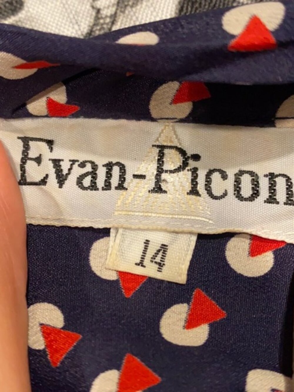 Evan Picone vintage printed bow blouse 14 - Picture 5 of 6